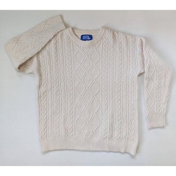 Aelfric Eden Men's Fisherman Cable Knit Sweater Cream Size Medium - Picture 1 of 6